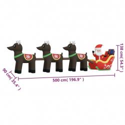 Dmuchana ozdoba świąteczna – Mikołaj i renifery z LED, 138 cm
