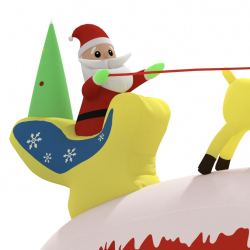 Dmuchana ozdoba świąteczna – Mikołaj i renifery z LED, 145 cm