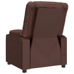 Fotel masujący, brązowy, sztuczna skóra