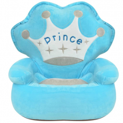 Fotel dla dzieci PRINCE, pluszowy, niebieski
