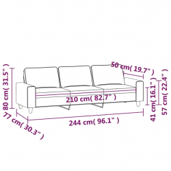 Sofa 3-osobowa, beżowy, 210 cm, tapicerowana mikrofibrą