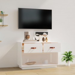 Szafka pod telewizor, biała, 90x40x60 cm, lite drewno sosnowe