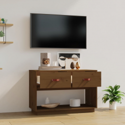 Szafka pod TV, miodowy brąz, 90x40x60 cm, lite drewno sosnowe