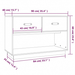 Szafka pod TV, czarna, 90x40x60 cm, lite drewno sosnowe