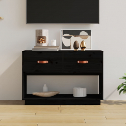 Szafka pod TV, czarna, 90x40x60 cm, lite drewno sosnowe