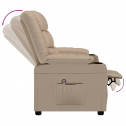 Elektryczny fotel rozkładany, cappuccino, obity sztuczną skórą