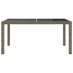 Stół ogrodowy, 150x90x75 cm, szkło i rattan PE, szary
