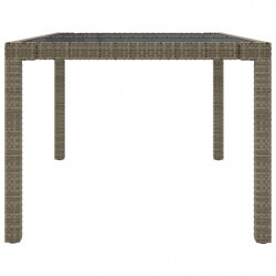 Stół ogrodowy, 150x90x75 cm, szkło i rattan PE, szary