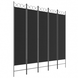 Parawan 5-panelowy, czarny, 200x200 cm, tkanina