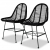 Krzesła stołowe, 2 szt., czarne, naturalny rattan