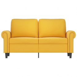 Sofa 2-osobowa, żółta, 120 cm, tapicerowana aksamitem