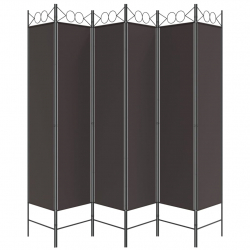 Parawan 6-panelowy, brązowy, 240x200 cm, tkanina