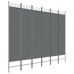 Parawan 6-panelowy, antracytowy, 240x200 cm, tkanina