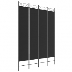 Parawan 4-panelowy, czarny, 160x220 cm, tkanina