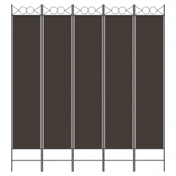 Parawan 5-panelowy, brązowy, 200x220 cm, tkanina