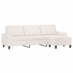 3-os. sofa z podnóżkiem, beżowa, 210 cm, obita mikrofibrą