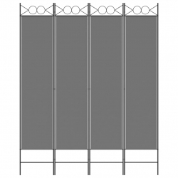 Parawan 4-panelowy, antracytowy, 160x200 cm, tkanina