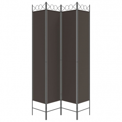 Parawan 4-panelowy, brązowy, 160x220 cm, tkanina