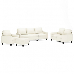 4-osobowa sofa z poduszkami, kremowa, sztuczna skóra