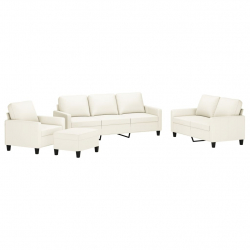 4-osobowa sofa z poduszkami, kremowa, sztuczna skóra