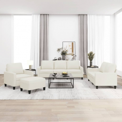 4-osobowa sofa z poduszkami, kremowa, sztuczna skóra