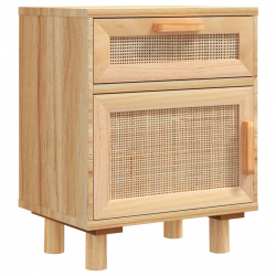 Szafki nocne, 2 szt., brązowe, lite drewno sosnowe i rattan