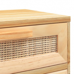 Szafki nocne, 2 szt., brązowe, lite drewno sosnowe i rattan