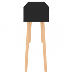 Stolik konsolowy, czarny, 105x30x75 cm, drewno sosnowe i rattan