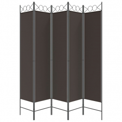 Parawan 5-panelowy, brązowy, 200x200 cm, tkanina