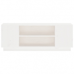 Szafka pod telewizor, biała, 110x35x40,5cm, lite drewno sosnowe