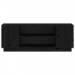 Szafka pod TV, czarna, 110x35x40,5 cm, lite drewno sosnowe