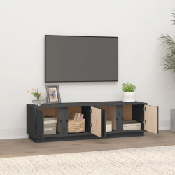 Szafka pod telewizor, szara, 140x40x40 cm, lite drewno sosnowe