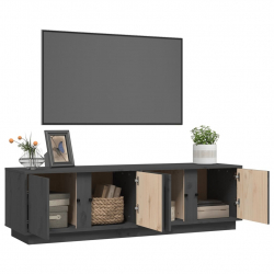 Szafka pod telewizor, szara, 140x40x40 cm, lite drewno sosnowe