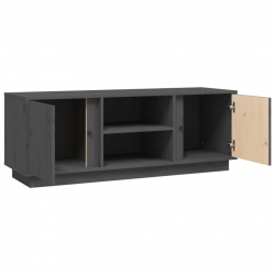 Szafka pod telewizor, szara, 110x35x40,5cm, lite drewno sosnowe