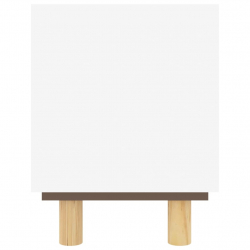 Stolik pod TV, biały, 105x30x40 cm, drewno sosnowe i rattan