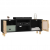 Stolik pod TV, czarny, 105x30x40 cm, drewno sosnowe i rattan