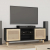 Stolik pod TV, czarny, 105x30x40 cm, drewno sosnowe i rattan