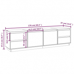 Szafka pod telewizor, 176x37x47,5 cm, lite drewno sosnowe