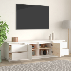 Szafka pod telewizor, biała, 176x37x47,5cm, lite drewno sosnowe