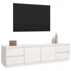 Szafka pod telewizor, biała, 176x37x47,5cm, lite drewno sosnowe