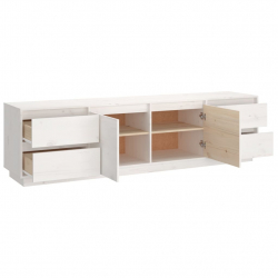 Szafka pod telewizor, biała, 176x37x47,5cm, lite drewno sosnowe
