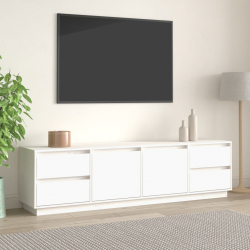 Szafka pod telewizor, biała, 176x37x47,5cm, lite drewno sosnowe