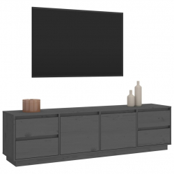 Szafka pod telewizor, szara 176x37x47,5 cm, lite drewno sosnowe