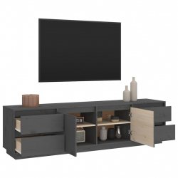 Szafka pod telewizor, szara 176x37x47,5 cm, lite drewno sosnowe
