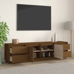 Szafka pod TV, miodowy brąz, 176x37x47,5cm, lite drewno sosnowe