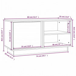 Szafka pod TV, miodowy brąz, 80x35x40,5 cm, lite drewno sosnowe