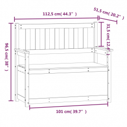 Ławka, 112,5x51,5x96,5 cm, lite drewno sosnowe