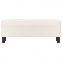 Ławka, kremowa, 100x35x41 cm, tapicerowana sztuczną skórą