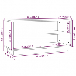 Szafka pod TV, czarna, 80x35x40,5 cm, lite drewno sosnowe