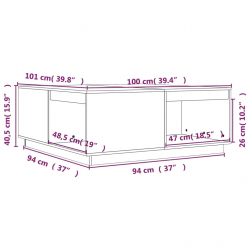Stolik kawowy, 100x101x40,5 cm, lite drewno sosnowe